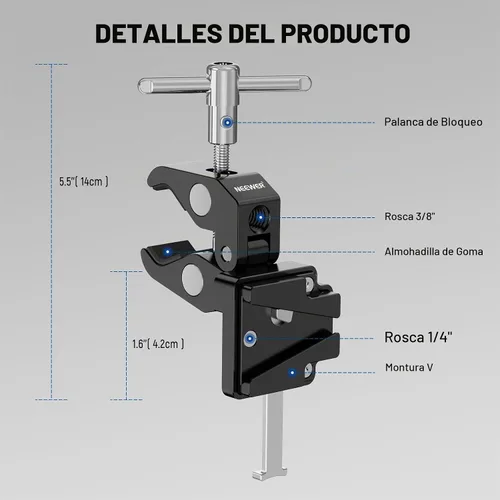 Vista 8 de NEEWER Abrazadera de batería V-Lock con abrazadera de trípode, soporte de cardán y varilla de 0.591 in, compatible con baterías FXLION Sony, Neewer