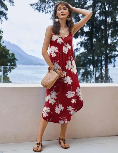 Vista 4 de Ekouaer Camisón largo sin mangas para mujer, camisón suave, camisón para dormir, ropa de dormir, vestidos de descanso
