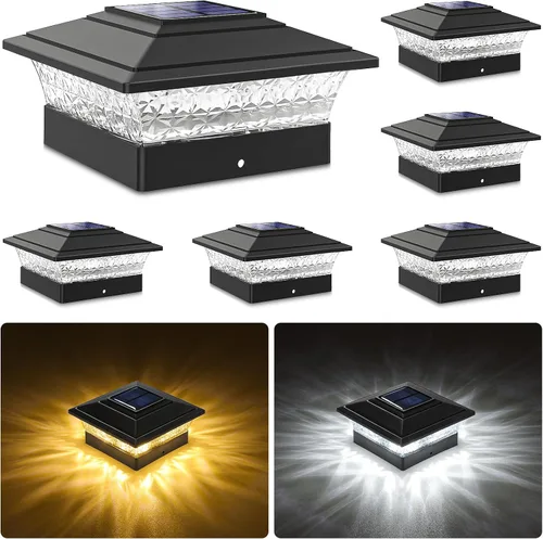 Vista 8 de Luces solares para tapas de postes para exteriores, paquete de 12, impermeables, luces para postes de cerca con 16 LED ultra brillantes que se Blanco