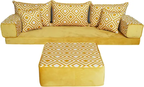 Vista 19 de arabicsofa Sofá de piso turco hecho a mano con almohadas de respaldo, cojines de piso árabes Diwan para sala de estar Negro