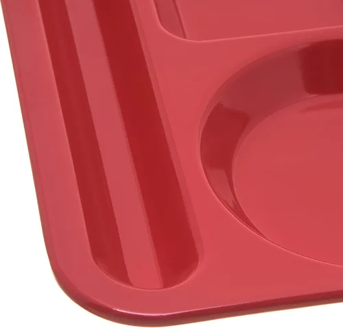 Vista 3 de Carlisle FoodService Products Bandeja de plástico para comida zurda, bandeja pesada para almuerzo con 6 compartimentos para escuelas, cafeterías