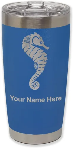 Vista 29 de LaserGram Vaso aislado al vacío de 20 onzas, caballito de mar, grabado personalizado incluido (negro)