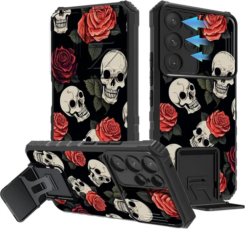 Vista 31 de Funda para Samsung Galaxy A13 5G/4G/A04S, Galaxy A13 5G con cubierta de cámara deslizante, funda de doble capa integrada con función atril