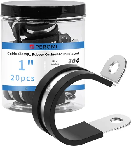 Vista 9 de 12 piezas de abrazaderas de cable dobles de 1-1/2" con refuerzo remachado actualizado, abrazaderas de tubo de bucle aislado con almohadilla de goma