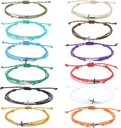 Vista 16 de Conjunto de pulseras de playa para hombres y mujeres, pulseras para hombres, pulseras bohemias hechas a mano, pulseras envolventes de joyería