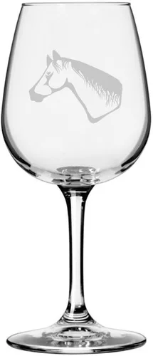 Vista 32 de Abaco Barb Body Horse - Copa de vino grabada multiusos (12.75 onzas) Unique Gifts for Horse Lovers, Personalized Wine Glasses, All-Purpose