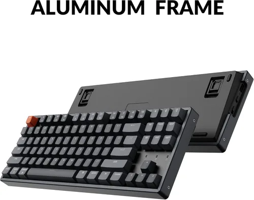 Vista 5 de Keychron Teclado mecánico inalámbrico K8, diseño sin llave de 87 teclas Bluetooth/con cable RGB retroiluminado con interruptor azul óptico Gateron