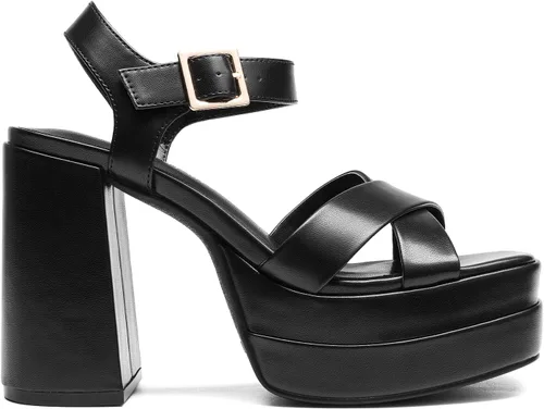 Vista 3 de DREAM PAIRS - Sandalias de tacón grueso con plataforma para mujer, punta cuadrada, correa al tobillo, tacones altos, zapatos Y2K para fiesta y brunch