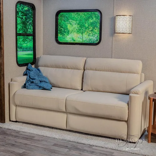 Vista 2 de Thomas Payne Sofá Altoona RV de 72 pulgadas con tela de polietileno, conversión de sofá a cama, respaldo extraíble, fácil instalación para remolques