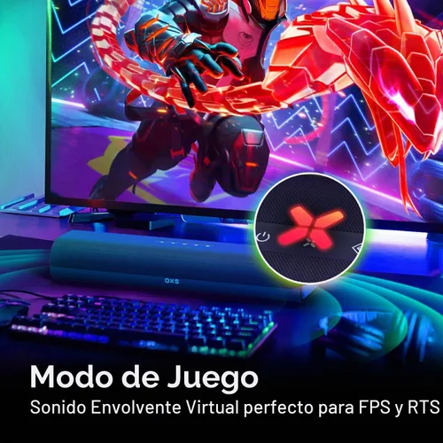 Vista 6 de OXS Thunder Lite - Barra de sonido para juegos de PC, barras de sonido para TV con sonido envolvente virtual, 2 controladores de rango completo