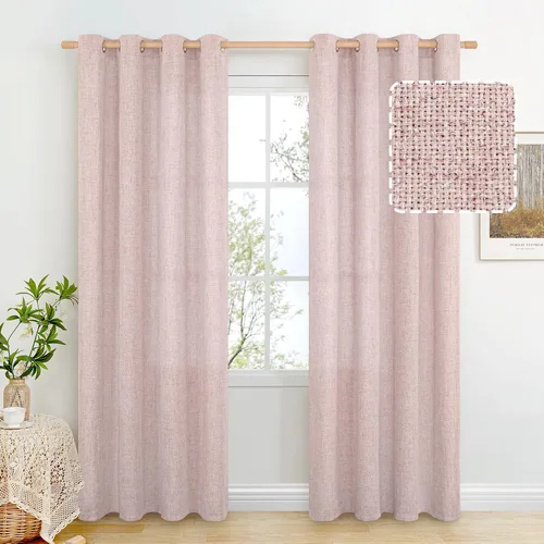 Vista 122 de BGment Cortinas de Lino Beige de 63 Pulgadas de Largo 2 Paneles - Tratamientos para Ventanas con Textura de Arpillera Filtrantes de Luz Cortinas