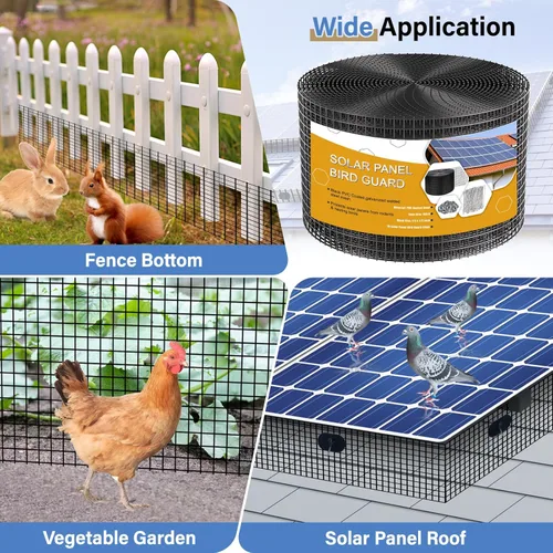 Vista 7 de Protector de Paneles Solares contra Pájaros, Kit de Rollo de Malla Protectora contra Animales de 6 pulgadas x 100 pies para Red de Protección