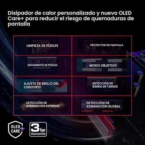 Vista 3 de ASUS ROG Swift OLED 27" 1440P Monitor para juegos (PG27AQDP) - WOLED, QHD, 480Hz, 0.03ms, compatible con G-SYNC, disipador de calor personalizado