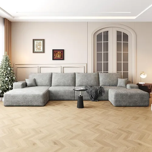 Vista 27 de AUGOP Sofá modular moderno de 96 pulgadas para sala de estar, sofá modular con sofás en forma de L, sofá tapizado sin hueso, sofá seccional con Negro