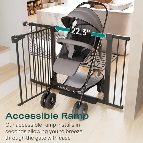 Vista 6 de Cumbor Puerta para bebés de 29.7 a 46 pulgadas para escaleras, ganadora de los premios Mom's Choice Awards - Puerta para perros con cierre