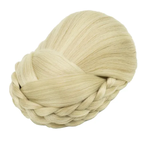 Vista 18 de IMISSU Cubierta de pelo trenzado con moño, piezas de cabello en forma de dona, coleteros para cabello con clips de peluca, recogida y recogida