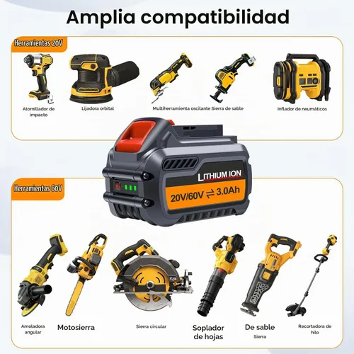 Vista 5 de FSKE Reemplazo de 180Wh DCB609 para batería Dewalt 60V DCB606 DCB612 2 Gran capacidad compatible con herramientas eléctricas Dewalt 60V Max
