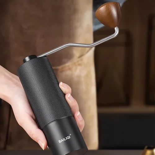 Vista 2 de Molinillo de café manual con sistema de doble rodamiento, molinillo de café manual de capacidad de 0.88 oz, molinillo de café manual de acero