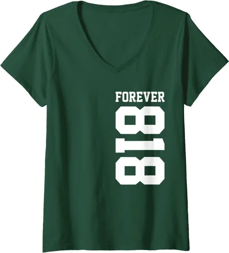 Vista 10 de Camiseta con cuello en V 818 Area Code Los Angeles California Glendale CA Burbank CA para mujer, Negro