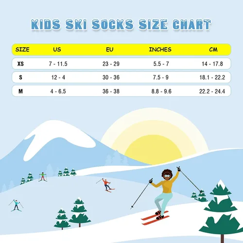 Vista 4 de YOVOHARI Calcetines de esquí para niños, 2 pares3 pares de calcetines de nieve gruesos y cálidos para niños y niñas, esquí, snowboard