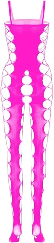 Vista 9 de Body de malla sexy para mujer, lencería de red elástica, body de una pieza transparente Negro