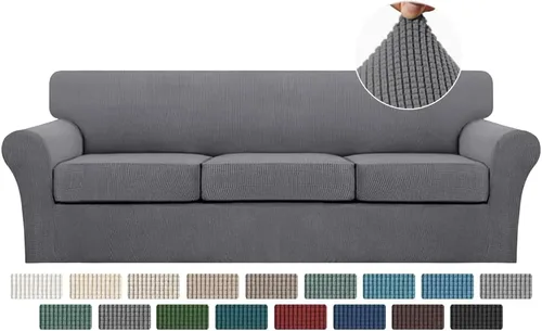 Vista 68 de Turquoize 2 fundas para sillas de sala de estar, funda de sofá con fundas de cojín individuales, funda de muebles para sillas (silla, beige biscotti)