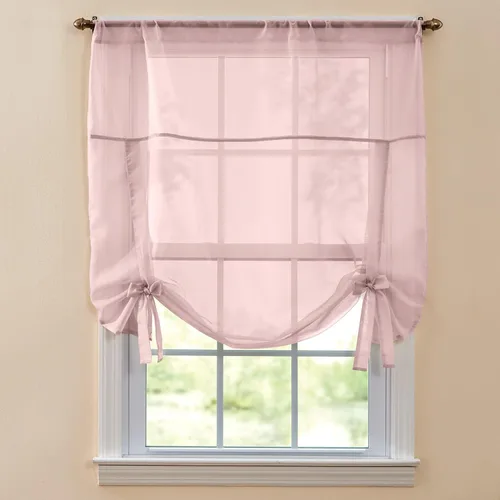 Vista 7 de BrylaneHome BH Studio - Persiana de gasa transparente con amarre, 32 pulgadas de ancho y 44 pulgadas de largo, hojas de otoño