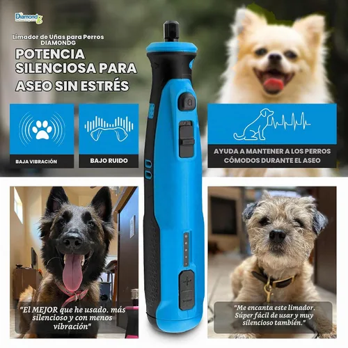 Vista 2 de Diamondg Molinillo de uñas inalámbrico para perros con sonido silencioso y punta LED para perros grandes y pequeños, 4 horas de funcionamiento 003