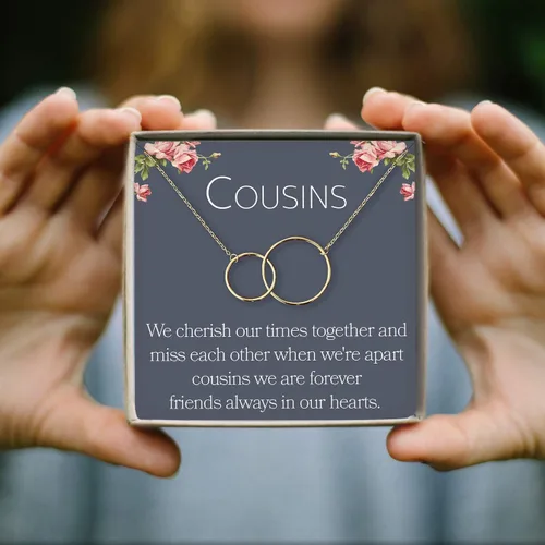 Vista 8 de Cousins Necklace - Heartfelt Card & Jewelry Gift for Birthday, Holidays & More