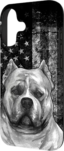 Vista 2 de Patriotic American Bully Dog on Grunge American Flag Dog Case for iPhone 17