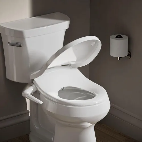 Vista 2 de Kohler PureWash M250 - Asiento de inodoro redondo manual para bidé, color blanco, tapa de cierre silencioso que evita golpes, fácil instalación