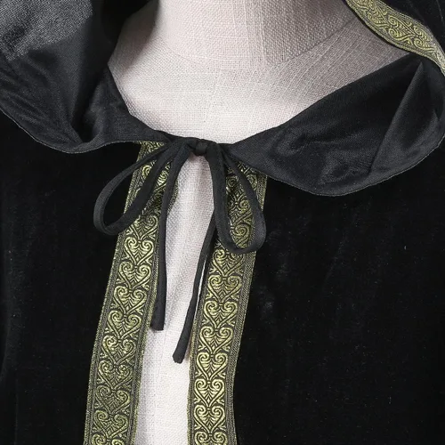 Vista 6 de GRAJTCIN Bata de mago unisex de terciopelo, capa de mago, disfraz renacentista para cosplay y Halloween