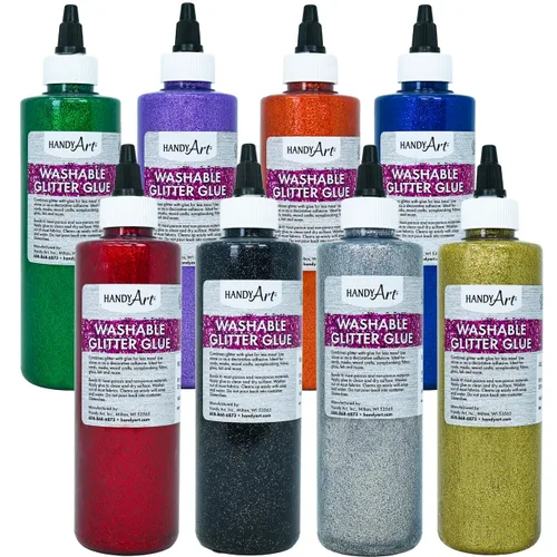 Vista 12 de Handy Art Pegamento con purpurina lavable, juego de 8 colores, botella de 4 Juego de 8 x 4 oz