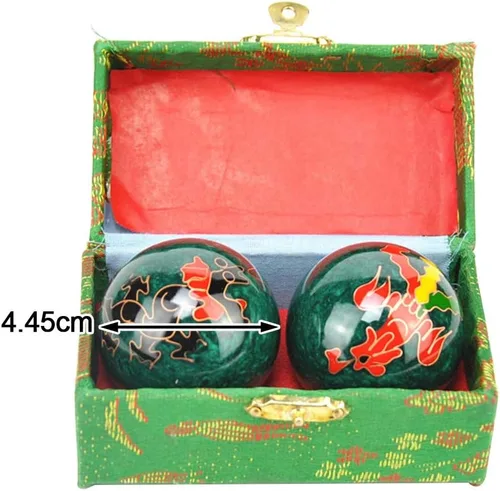 Vista 9 de Xiaokeis 2 pelotas de Baoding, bolas chinas para ejercicio de salud, balón de mano de masaje de meditación con caja, pelota de ejercicio de mano