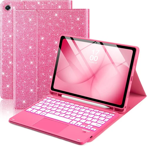 Vista 10 de EAMPANG Funda con purpurina y teclado trackpad para Samsung Galaxy Tab A11 Plus/A9 Plus de 11 pulgadas, Smart Touchpad 7 colores retroiluminados