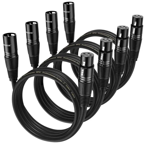 Vista 12 de Cable XLR de 1.5 pies, 6 unidades, cables de micrófono, cable de altavoz de micrófono equilibrado de alta calidad con cable XLR macho a hembra DMX