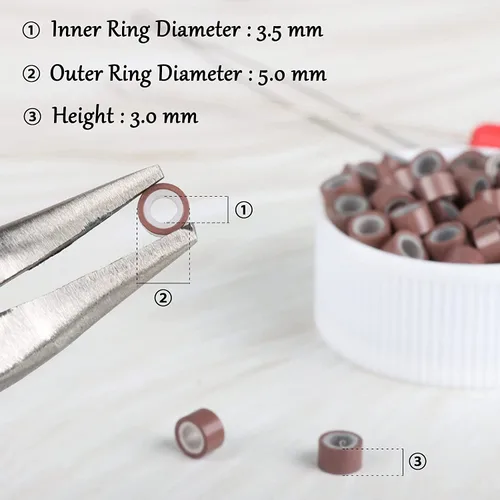 Vista 6 de Kit de herramientas de extensiones de cabello, 500 piezas de cuentas de microanillo, 1 alicates de extensión de cabello, 1 aguja de gancho, 1 lazo