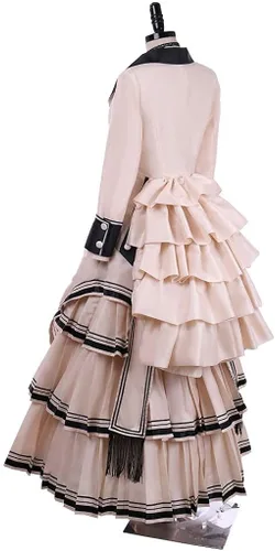 Vista 3 de Disfraz vintage victoriano gótico para cosplay, vestido de baile de la bella del sur de la guerra civil, vestido eduardiano para teatro de Halloween