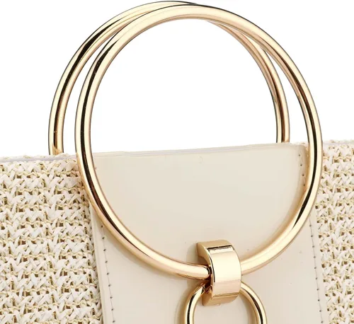 Vista 5 de Bolso de paja para mujer, bolso de mano cruzado de noche, bolso de mano para playa