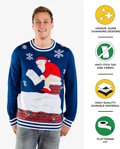 Vista 3 de Tipsy Elves - Divertidos y clásicos suéteres llamativos de Navidad para hombre, con motivos invernales y situaciones graciosas