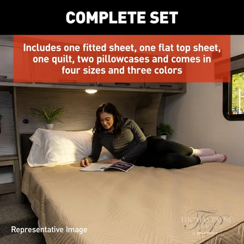 Vista 4 de Easy Zzzs - Juego de ropa de cama para caravana, tamaño King estrecho, color marrón