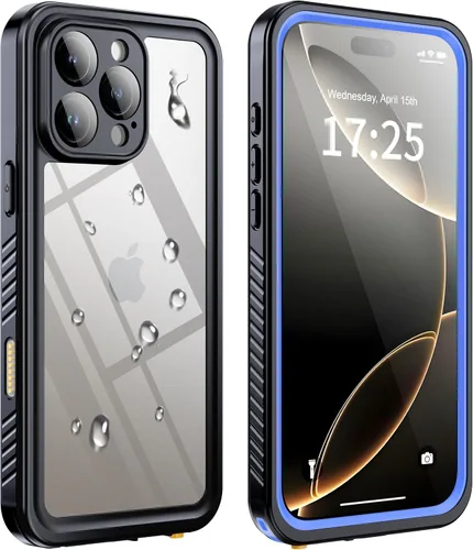 Vista 27 de ANTSHARE Funda impermeable IP68 para iPhone 16, negro/transparente Lente incorporada/protector de pantalla, protección militar contra caídas, funda