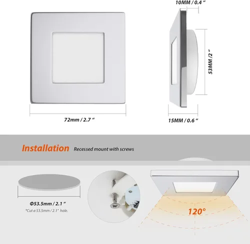 Vista 6 de Dream lighting Luces LED empotrables cuadradas para caravana, remolque, cámper, iluminación interior de 12 voltios, 3.0 W, 2.7 pulgadas, carcasa