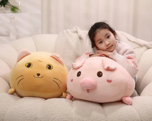 Vista 6 de YESGIRL Almohada de felpa de gato súper suave de 20 pulgadas, adorable juguete de peluche, peluche de gato kawaii gordito para niños y niñas, bonita