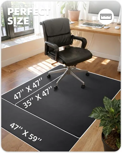 Vista 2 de Color&Geometry Tapete de cuero ultra fino antiarañazos para protección del suelo duro, 36 x 47 pulgadas, impermeable, antideslizante, reduce