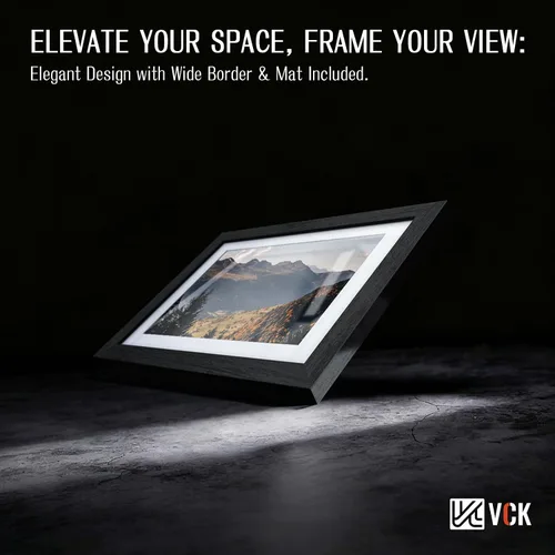 Vista 6 de VCK Paquete de 2 portarretratos de 5 x 7, color negro, de madera de alta gama con vidrio templado, para fotos de 4 x 6 con paspartú o 5 x 7 sin