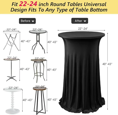 Vista 2 de ANMINY Paquete de 4 fundas para mesa de cóctel de elastano con falda con volantes, ropa de cama elástica para mesas redondas de 24 pulgadas