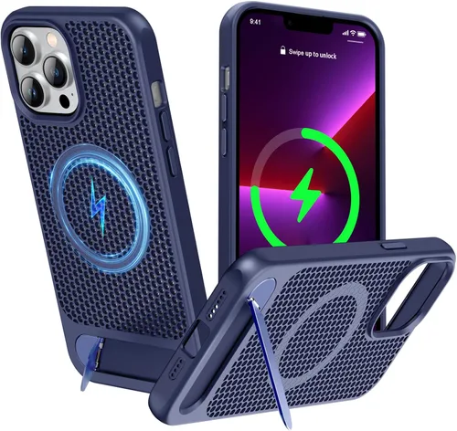 Vista 10 de Funda magnética de disipación de calor para iPhone 13 Pro Max, para MagSafe, protección contra caídas Coolingf, funda con función atril ajustable