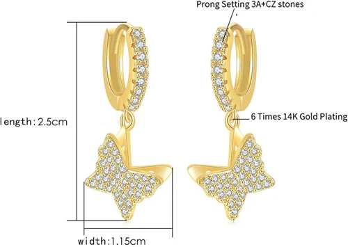 Vista 6 de TKMIRA Aretes de cruz para hombres y mujeres, chapados en oro de 14 quilates, hipoalergénicos, aretes de aro de circonita cúbica