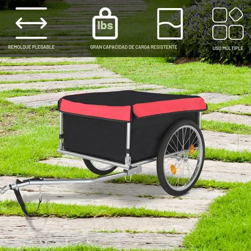 Vista 6 de PEXMOR Remolque de carga para bicicleta, carrito de bicicleta plegable con enganche universal para bicicleta y rueda de liberación rápida de 20